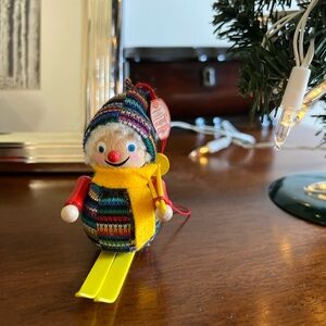 Vintage Steinbach Wooden Skier Ornament